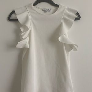 Joni Fletcher (Fletch) White Ruffled Tank Top